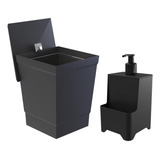 Kit Cozinha Com Lixeira E Dispenser Suporte Esponja Stolf
