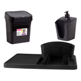 Kit Cozinha Escorredor Prato Louça Porta Detergente Lixeira 