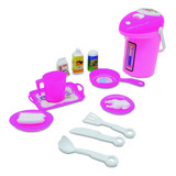 Kit Cozinha Infantil Brinquedo Boneca Jogo De Chá + Bule Cor Colorido