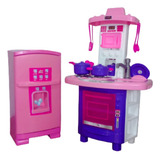 Kit Cozinha Infantil Completa Fogãozinho + Geladeira Meninas