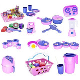 Kit Cozinha Infantil Jogo Panela Mercado Fogão Frutinhas 60p