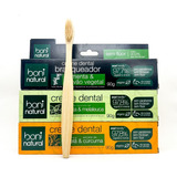 Kit Creme Dental Boni Natural C/ 3 Diversos + Escova Bambu