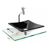 Kit Cuba De Vidro Para Banheiro+ Tampo + Suporte Cromado