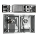 Kit Cuba Dupla Quadrada Completa + Calha Úmida Válvula/sifão