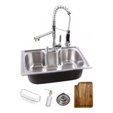 Kit Cuba Gourmet 60x42 Inox 304 + Torneira Gourmet + Tábua