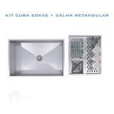 Kit Cuba Pia Aço Inox Gourmet Ajl Cozinha E Calha Retangular