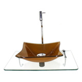Kit Cuba Vidro Quadrada 10mm Dourado Real Tampo 50cm Incolor
