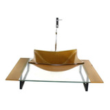 Kit Cuba Vidro Quadrada Tampo 60cm Dourado Real E Suporte