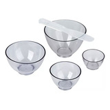 Kit Cubeta Em Pvc Flexível Para Estética 4 Potes + Espátula