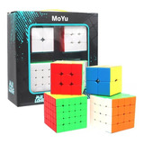 Kit Cubo Magico Moyu 4 Peças- 2x2 3x3 4x4 5x5 B+ Sp