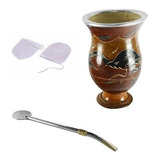 Kit Cuia Bomba Filtros Para Chimarrao Jogo Natural 4 Pçs