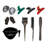 Kit Cumbuca, Pincel, Pente, Espátula, Piranhas E Luvas
