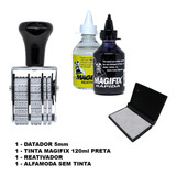 Kit Datador 5mm - Tinta P/ Plástico - Reativador - Almofada