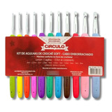 Kit De 11 Agulhas De Crochê Soft Cabo Emborrachado Círculo
