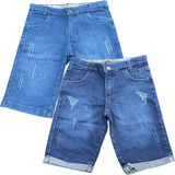 Kit De 2 Bermudas Juvenil Masculina Com Regulador Interno