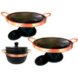 Kit De 2 Fondue De31 Centímetos+1panela D Pedra Sabão 800 Ml