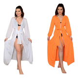 Kit De 2 Saida De Praia Vestido Longo Banho Piscina