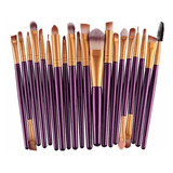 Kit De 20 Pincéis Para Maquiagem Profissional Coloridos Cor Roxo