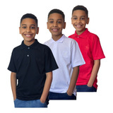 Kit De 3 Camisa Polo Infantil Masculina Camiseta De Algodão