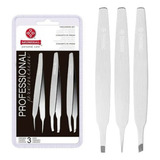 Kit De 3 Pinças Profissional Design De Sobrancelhas Mundial