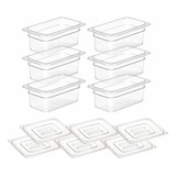 Kit De 6 Cubas Gastronômicas Com Tampa Acrilico 1/4 100mm