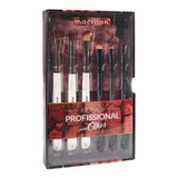 Kit De 6 Pincéis P/ Maquiagem Macrilan Wb300 Preto/perolado