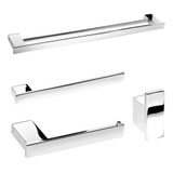 Kit De Acessórios De Banheiro Cromado Master Duplo 4 Peças
