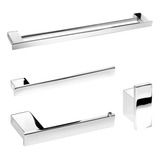 Kit De Acessórios Para Banheiro Cromado Master Duplo 4 Peças