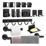 Kit De Acessórios Para Banheiro Lavabo 15 Peças Preto Fosco Yesop