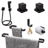 Kit De Acessórios Para Banheiro Preto Fosco Matte