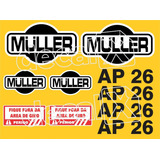 Kit De Adesivos Rolo Compactador Compatível Com Muller Ap26 Cor Adesivo Emblema Gráfico Ap26