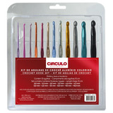 Kit De Agulhas De Croche De Aluminio Colorido - Circulo (12)