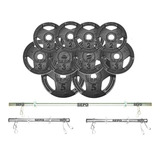 Kit De Anilhas Sport Luxo 30 Kg + Barras Com Presilhas