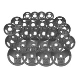 Kit De Anilhas Sport Luxo Com Furação Olímpica - 180kg