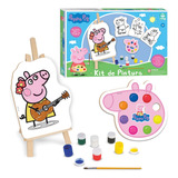 Kit De Artes Peppa Pig Colorir C/ Pincel Cavalete Educativo