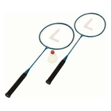 Kit De Badminton Leader 2 Raquete Com 1 Peteca azul