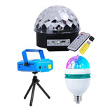 Kit De Balada Iluminação Projetor Laser Globo Bola Lampada 