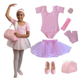 Kit De Ballet Infantil 7 Itens Com Saia De Tule Tou Tou Balé