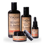Kit De Barba Shampoo + Balm + Óleo + Modelador Viking Terra