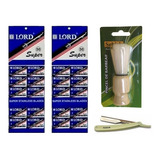 Kit De Barbear 100 Lâminas Lord + 1 Navalhete +1 Pincel