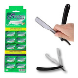 Kit De Barbear 50 Lâminas Inteiras + 1 Navalhete Inox Barato