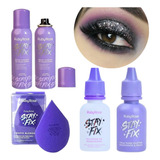 Kit De Cola Glitter Spray Fixador Esponja Diluidor Stay Fix
