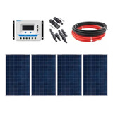 Kit De Energia Solar Resun 4 Placas 100w Com Controlador 30a Cor Azul Voltagem De Circuito Aberto 21.58v Voltagem Máxima Do Sistema 17.4v
