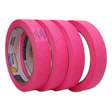Kit De Fita Crepe Colorida Neon Com 4 Rolos De 18mm X 30m Cor Rosa Neon