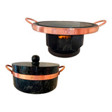 Kit De Fondue De 27 Centímetos + Panela D Pedra Sabão 3,0 Li