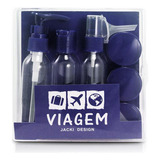 Kit De Frascos Com 9 Peças Caixa Dura - Azul