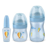 Kit De Mamadeira Primeiros Passos 50/150/240ml Azul - Lillo