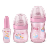 Kit De Mamadeira Primeiros Passos 50/150/240ml Rosa - Lillo