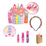 Kit De Maquiagem Infantil Com Bolsinha Unicornio Envio Rapid