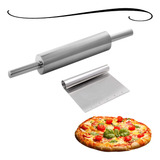 Kit De Massas Rolo Inox E Espátula Raspadora Profissional